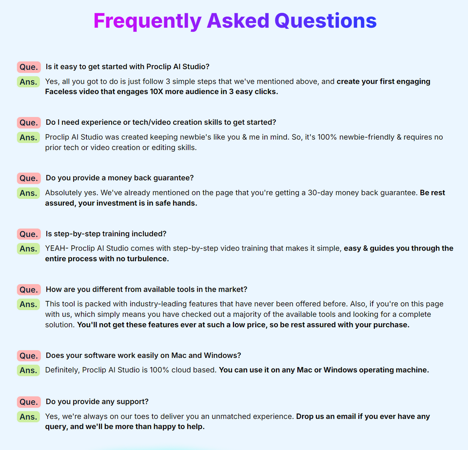 ProClip-AI-Studio-FAQ